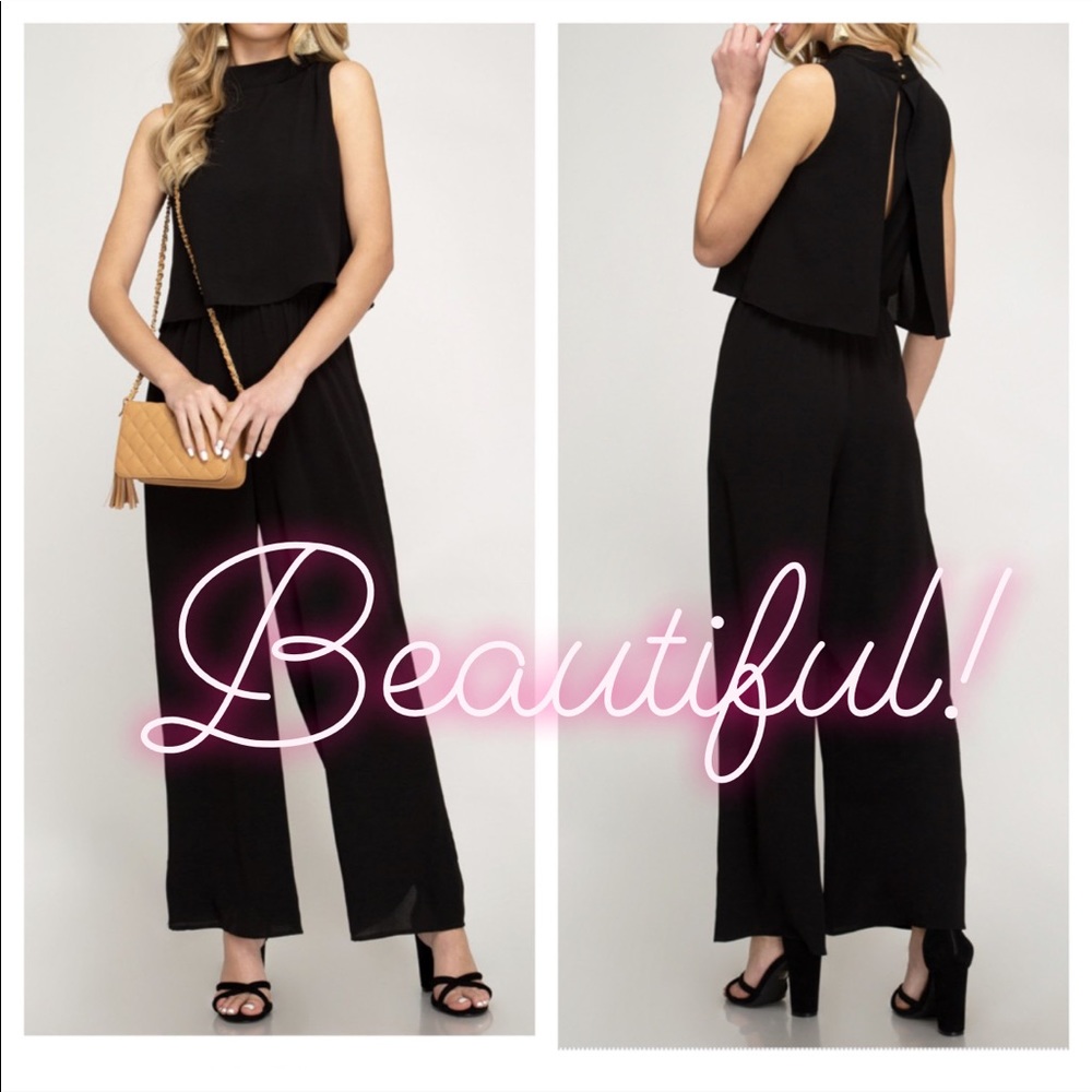 Sleeveless black jumpsuit
